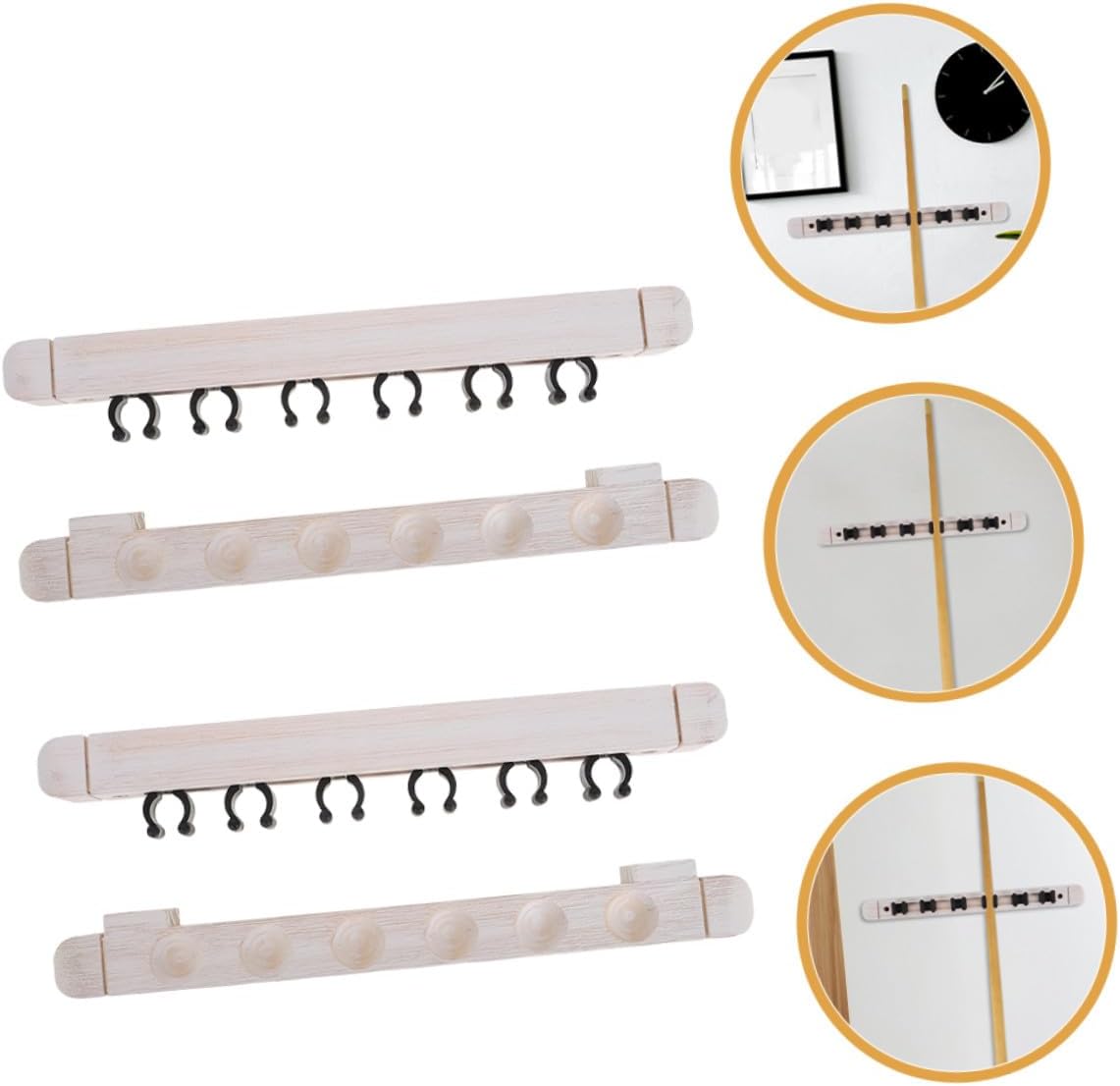 Wall Mounted Solid Wood Billiard Cue Rack 6-hole Pool Stick Holder for Cue Storage 2 Pairs Pool Player Accessories Billiards Table Equipment