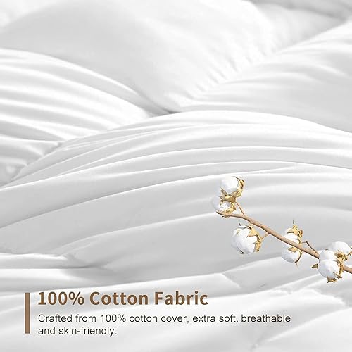 Miniatura 4 de DWR Edredón alternativo de plumón 100% algodón, tamaño California King, edredón ultrasuave y agradable al tacto, de microfibra de eucalipto