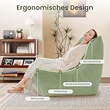 Meskanu Loungesessel für kleine Räume, Bodensofa Lazy Sofa mit Memory Schaum, Cloud Couch aus Wildlederimitat, Kleines Sofa für Schlafzimmer und Wohnzimmer, Grün