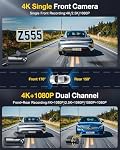 GKU Dash Cam Front and Rear Camera,4K+1080P Dual Dash Camera for Cars Built-in 5GHz WiFi GPS,with 64G SDcard,1.47" Display Dashcam, 24HParking Mode,App Control,Super Night Vision,WDR (D600pro)