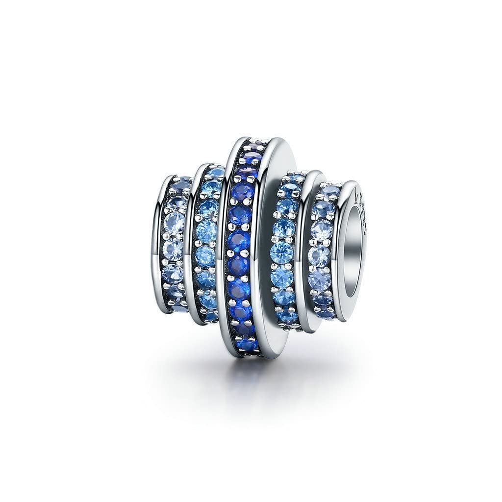 Sterling Silver Blue Eye Spacer Charm Beads Set - 2-Pack S925 Silver Charms For Bracelets, Women's Jewelry Gift - View #8