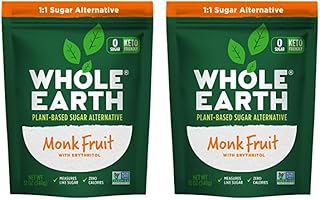 WHOLE EARTH Monk Fruit Sweetener with Erythritol, Plant-Based Sugar Alternative, 12 Ounce Pouch (Pack of 2)