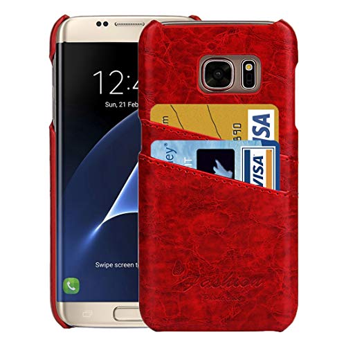 JSLY – Capa rígida de couro com textura de cera de óleo para Galaxy S7 Edge/ G935 com compartimentos