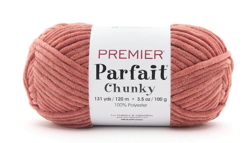 Image of Premier Yarns Parfait Chunky Chenille 3.5 Oz 6 Super Bulky Weight 3 Pack Bundle with Bella's Stitch Place Holders (Chestnut)
