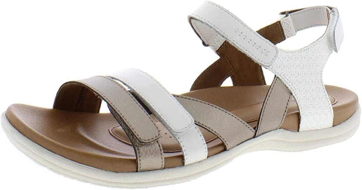 Cobb Hill Women's Adjustable Strap Flat Sandal, White, 9