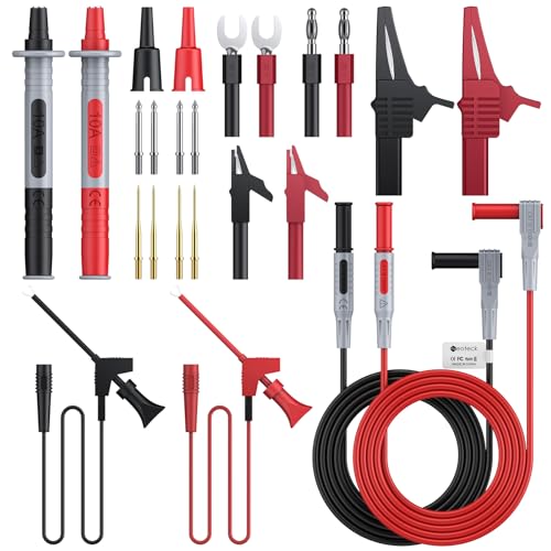 Neoteck - Neoteck Multimeter Test Leads Kit 24 in 1 with Alligator Clips Test Probe Spring Grabber Banana Plug- Professional 3 Feet Test Lead Set for Multimeters Electricians School Lab