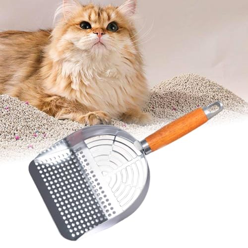 WeiLaiKeQi Pá de areia para gatos de aço inoxidável, malha de malha, peneira para areia de gato para