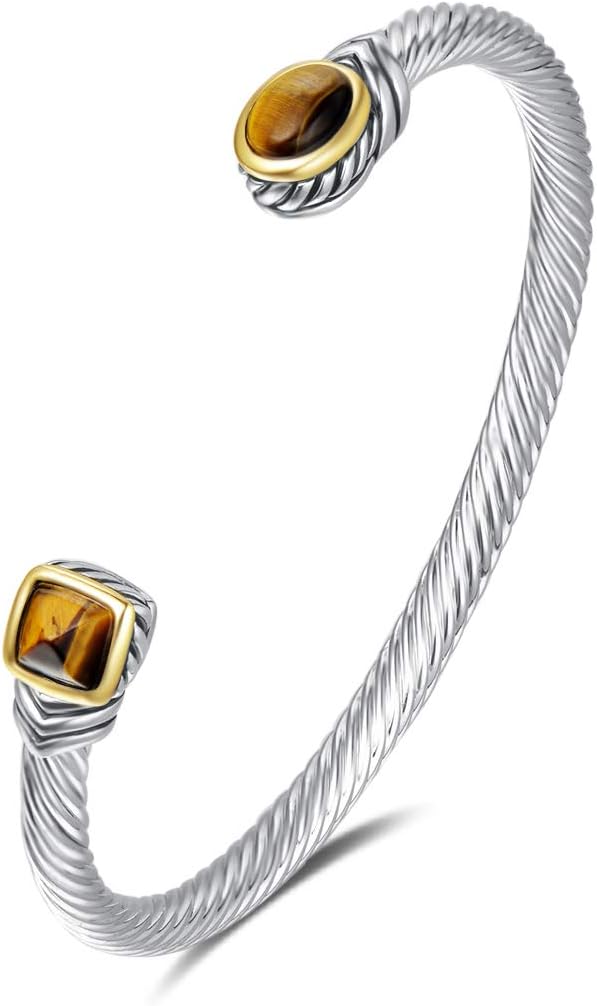 UNY Jewel Bracelet Designer Brand Inspired Women Jewelry 4.5mm Thin Twisted Cable Wire Bangle Gem Stone Christmas Day Gift