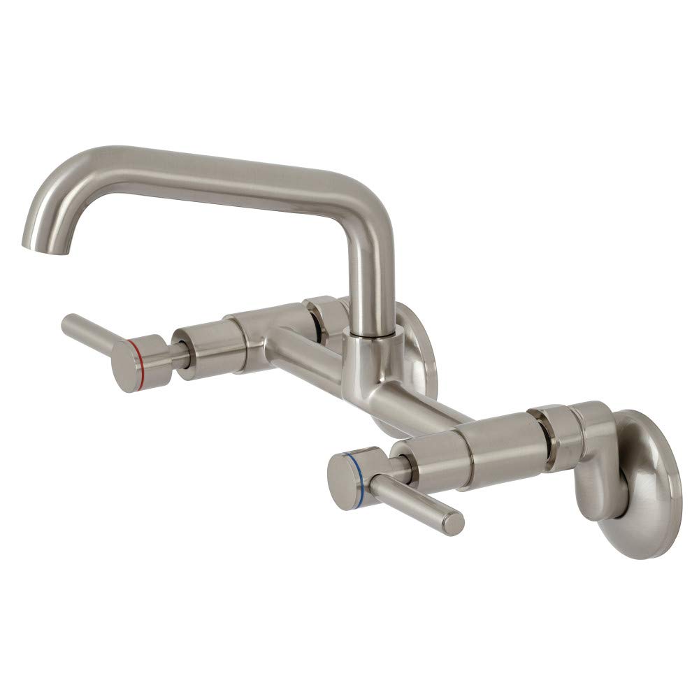 Mitigeur de cuisine Kingston Brass KS823SN avec bec pivotant pour évier deux bacs