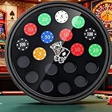 Kathfly 1 Pcs Poker Chip Frame 12.6 Inch Casino Chip Holder Round Wood Wall Mounted Poker Display Case for 19 Coin Gift for Collectors Lover Dad Men Women Holiday