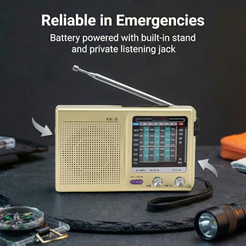 Radio portátil Yoidesu AM FM con onda corta y batería miniatura 5