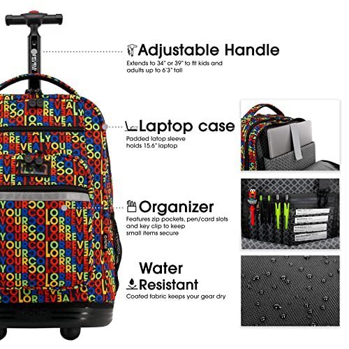 Image of J World Sundance Laptop Rolling Backpack for Girls Boys. Roller Bookbag with Wheels, 20 Inch, RYC