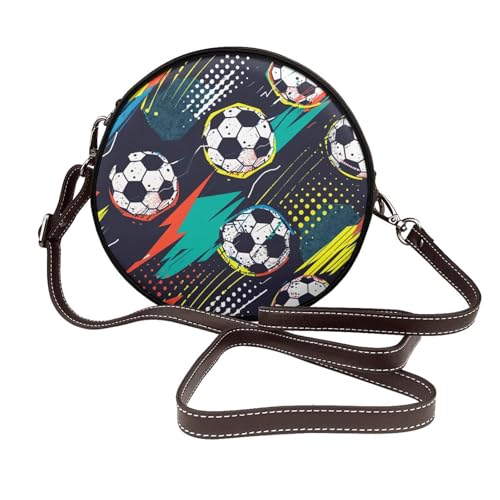 Sac à bandoulière rond haut de gamme style soccer en cuir vegan de qualité