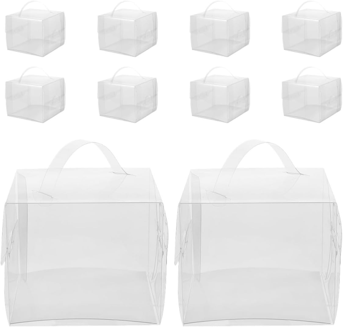 10pcs Portable Bakery Cake Boxes with Sturdy Bottom Support and Pet Material for Baked Goods and Birthday Cakes for Easy Transport and Protection