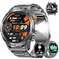 Smart Watches for Men (Bluetooth 5.2 Calls) with Flashlight, 1.75" HD Display/1000mAh Long Battery Life, Fitness Tracker with Heart Rate/Sleep Monitor/IP68/120+ Sports Modes for iOS Android,3 Bands