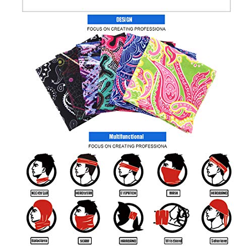 6PCS Outdoor Headband Elastic Seamless Bandana Neck Gaiter Scarf Sport Headwear Boho Series for Yoga Hiking - Thumbnail 4