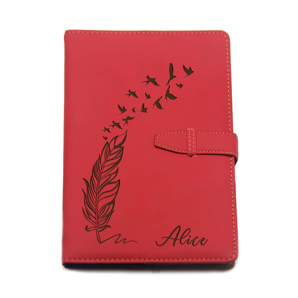 howson london 2026 Personalised A5 Leather Notebook, 220 Pages PU, Personalised Journal Diary for Women Men, Custom Gifts for Graduation Christmas Retirement Appreciation Birthday (Red Design 1)