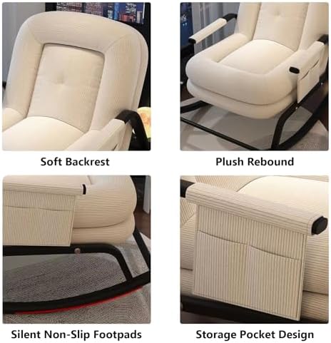 Oversized Adjustable Patio Rocking Chair with Foot Rest - Comfortable Rocker for Living Room, Bedroom & Balcony (25.98" x 40.16" x 34.25") - Relax in Style