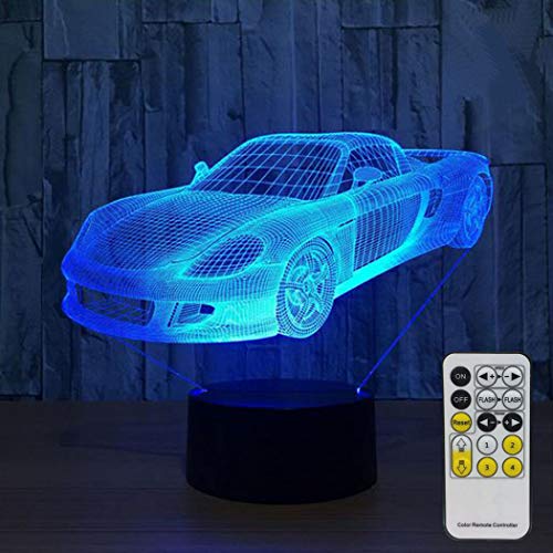 Aidool 3D Night Lights for Kids with Remote Controller LED Touch 7 Colors Changing Toy Sport Car Desk Lamp