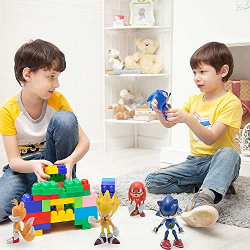 Pantyshka Sonic The Hedgehog Action Figures – Set Of 6 Sonic Party Favors Cake Toppers – Premium Non-Bpa Plastic Sonic Toy For Boys And Girls – Great For Decorations, Toy Collection #TOP6