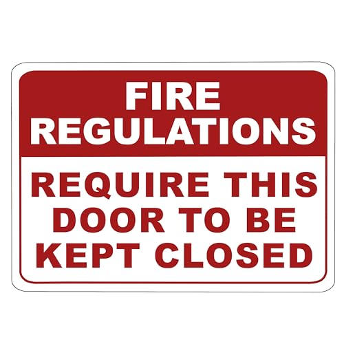 ADA CENTRAL SIGNS - Fire Regulations - Require This Door To Be Kept Closed Sign - ADA Compliant Digitally Printed Text Wall Sign - Emergency Evacuation, Safety Signs - Plastic 5” x 7” White and Red