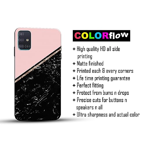 Image of COLORflow Back Cover Compatible with Samsung Galaxy A71 | Beautiful Black Pink Marble | Designer Printed Hard CASE Bumper Back Cover