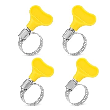 SIANA Adjustable Hose Clamp Pipe Clip Set 1 Inch Diameter Stainless Steel Hose Screw Clamps with Key Suitable for Plumbing Automotive Mechanical Applications Pack of 4