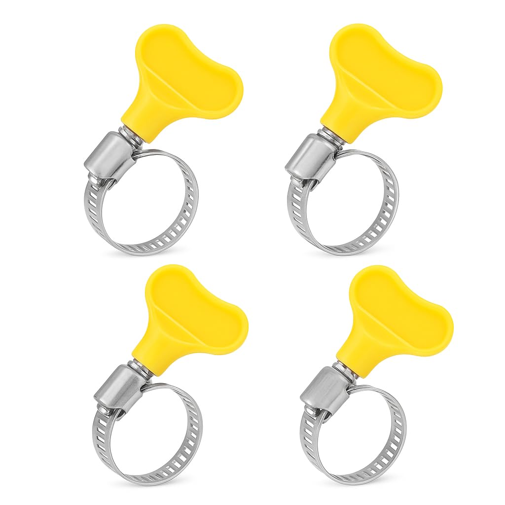 SIANA Adjustable Hose Clamp Pipe Clip Set 1 Inch Diameter Stainless Steel Hose Screw Clamps with Key Suitable for Plumbing Automotive Mechanical Applications Pack of 4