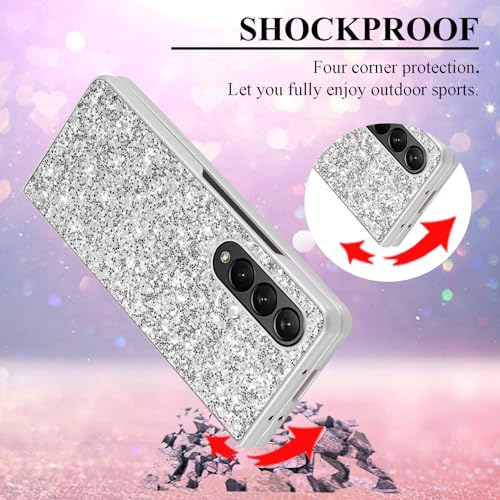 Coque Samsung Z Fold 4 silicone TPU fin antichoc à motif argenté bling - 6