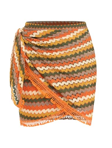 ZAFUL Mini Skirts for Women Side Slit Tie High Waist...