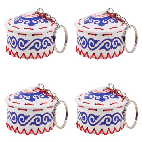 KAJNBN Lot de 4 Set de Set de Porte-clés Yourte Miniatures en Pu, Accessoires Ethniques Compacts et Délicats, pour Paquet à Dos et Présents Uniques