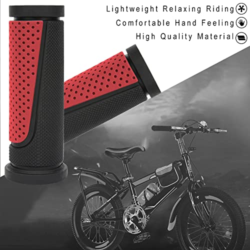 Topcabin Bike Handlebar Grips,Short Mini Bicycle Handlebar Grips Two-Color Rubber Bike Grips Fit Many Standard Bikes 2Pcs 90Mm Length (Black + Red 90Mm) #TOP5