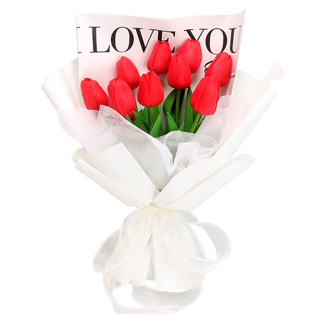 Amazon｜ソープフラワー チューリップ 花束 11輪 造花 ブーケ リアル