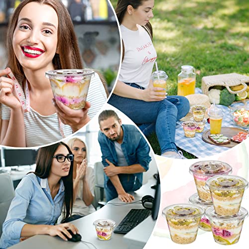 200 Pieces 9 Oz Disposable Overnight Oats Jars Container With Lids And Spoons, Plastic Clear Airtight Leakproof Deli Food Storage Cup For Meal Prep Parfait Cereal Milk Vegetable Fruit Salad Storage #TOP5