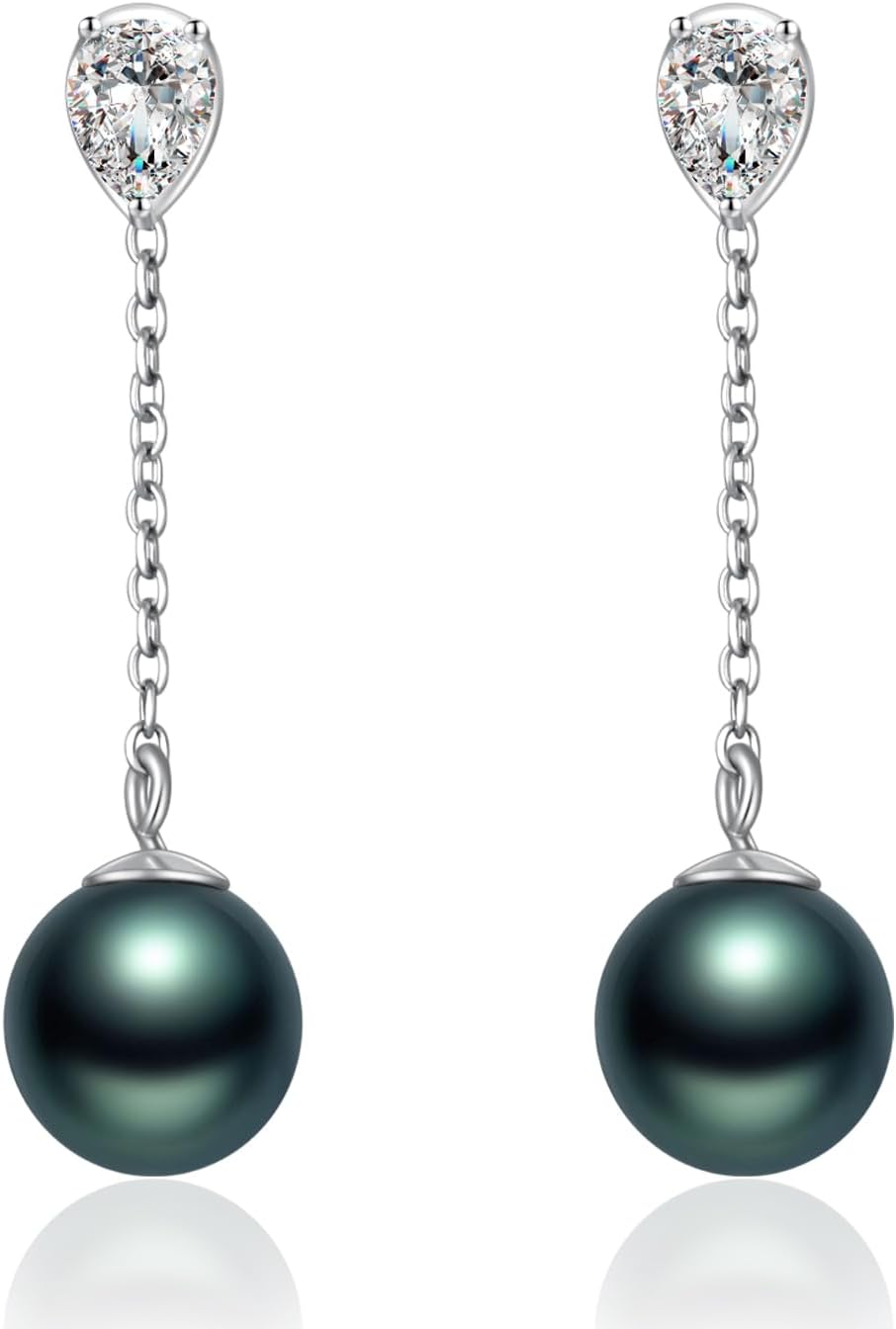 AAAAA Tahitian Black Pearl Earring For Women,925 Sterling Silver Jewelry,Valentines Wedding Anniversary Birthday Gifts for Her Wife Mom Daughter Grandma Sister