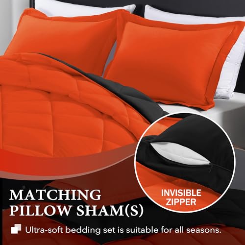 Image of downluxe Queen Comforter Set - Flame and Black Queen Comforter, Soft Bedding Sets for All Seasons -2 Pieces - 1 Comforter (88 inchx92 inch) and 1 Pillow Sham(20 inchx26 inch)