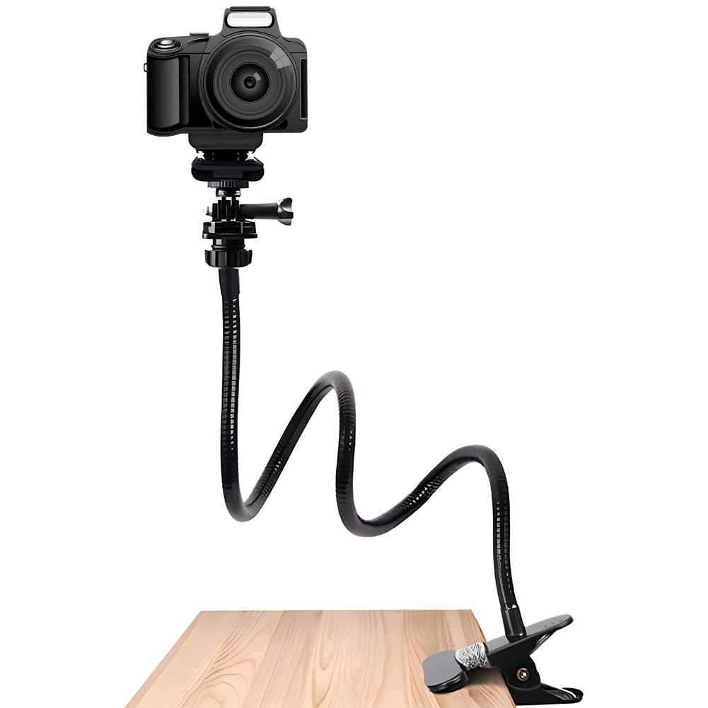 Faderr Supporto per Webcam, Braccio Flessibile a Collo di Cigno con Morsetto per Fotocamera, Compatibile con Logitech C920s, C930e, C930, C920, C922x, C922, Brio 4K, C925e, C615 (Nero)