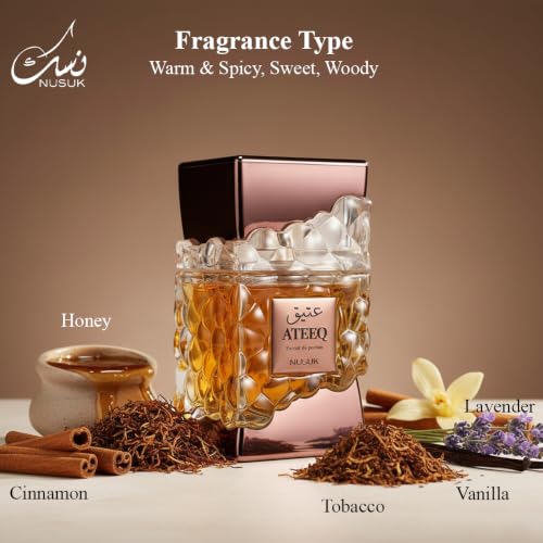 Image of Nusuk Ateeq Extrait de Parfum For Men & Women -100ml II Luxury Fragrance in Crystal-Cut Glass Bottle II