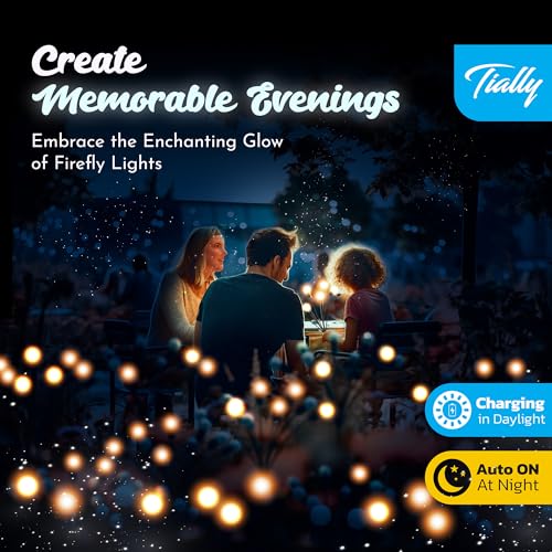 TIALLY 6 Pack Solar Garden Lights Firefly - Solar Fairfly Outdoor Waterproof, Swaying Fairy Garden Lights for Outside - Warm White LED Light by TIALLY - Image 2