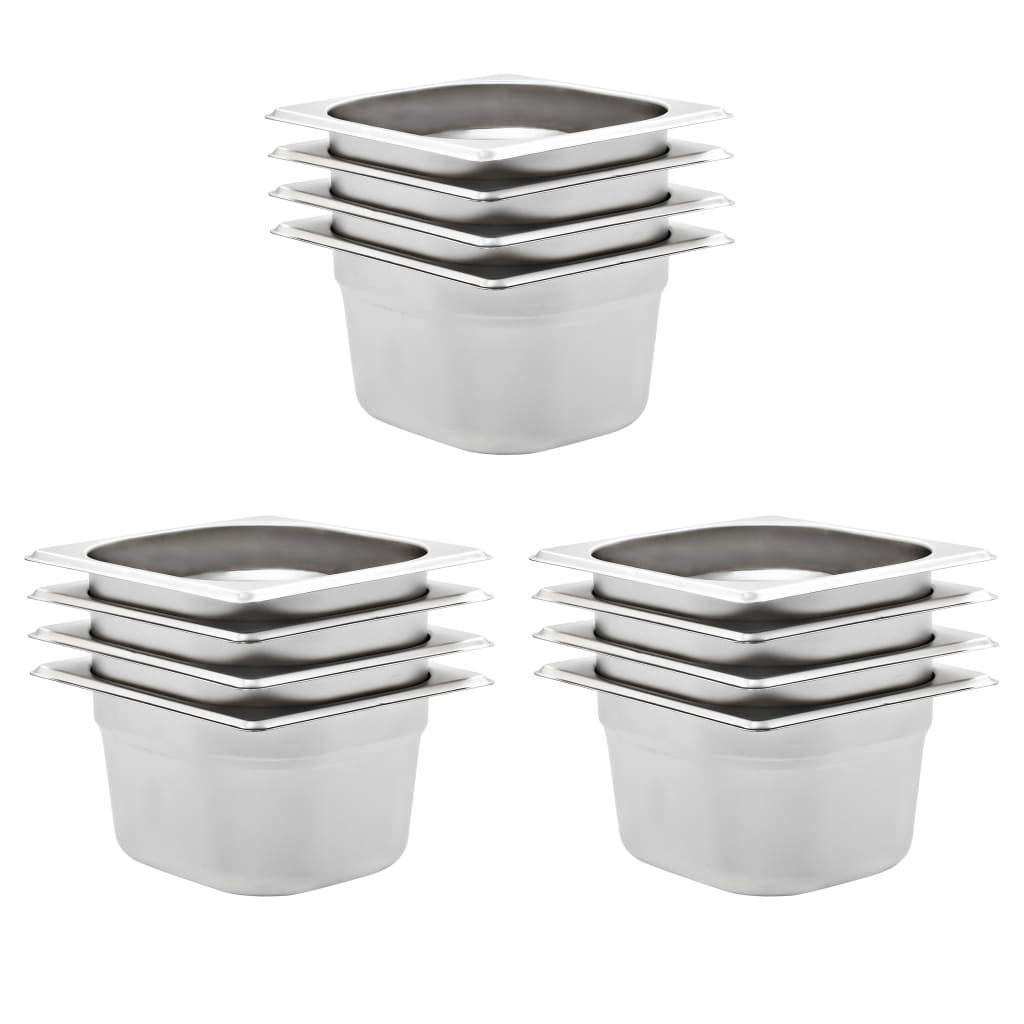 Bandejas Gastronorm 12 unidades GN 1/6 100 mm acero inoxidable ,Casa y jardín,Cocina y comedor,Accesorios para aparatos de cocina,Accesorios para mesas de vapor,Cubetas para mesas de vapor-50907