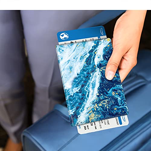 Image of FINTIE Passport Holder, Slim Travel Wallet RFID Blocking Card Case Cover Passport Cover Protector Essentials with Credit Card Slots for Women /Men | Slim