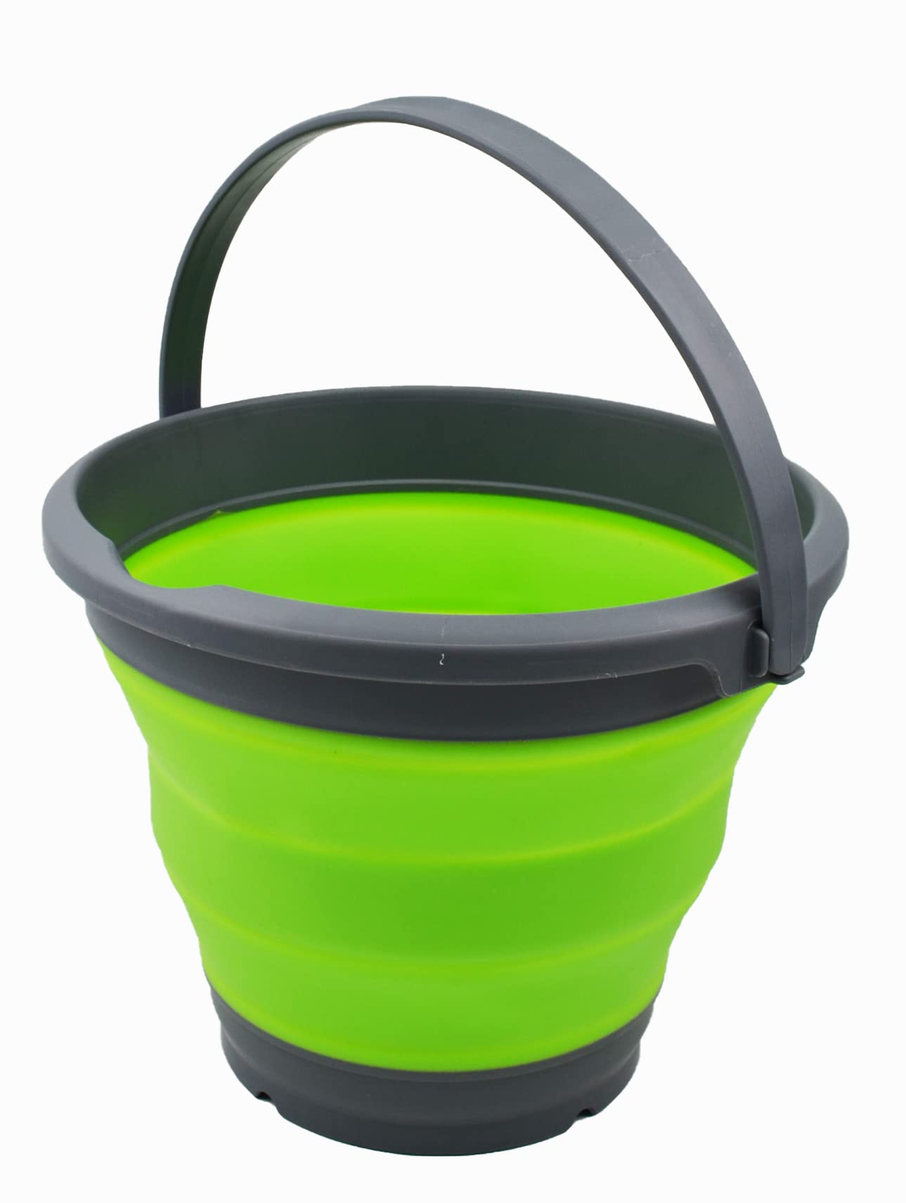 SAMMART Collapsible Bucket (Grey/Green, 5.5L - Round)