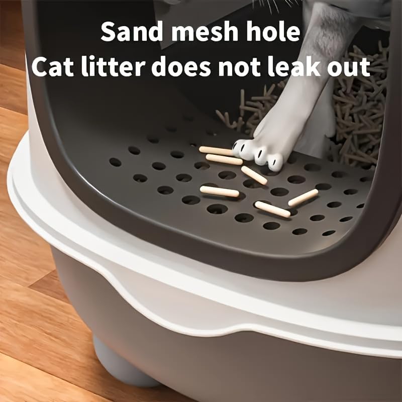 Large Foldable Cat Litter Box with Lid & Scoop – Top Entry, Anti-Splash, Fully Enclosed, Odor-Isolating Design – Easy Clean, Space-Saving for Kittens & Adult Cats