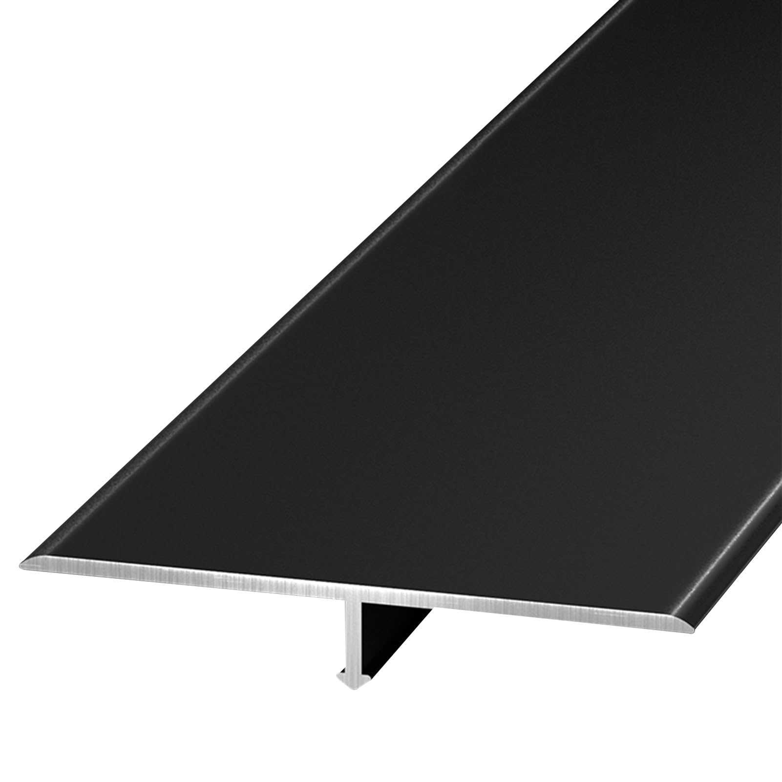 3Pcs Floor Transition Strip Threshold Strip, 35.4" Flat T Molding Divider Bar, Tile to Vinyl Edge Trim Strips, Metal Floor Joining Strips(Black)
