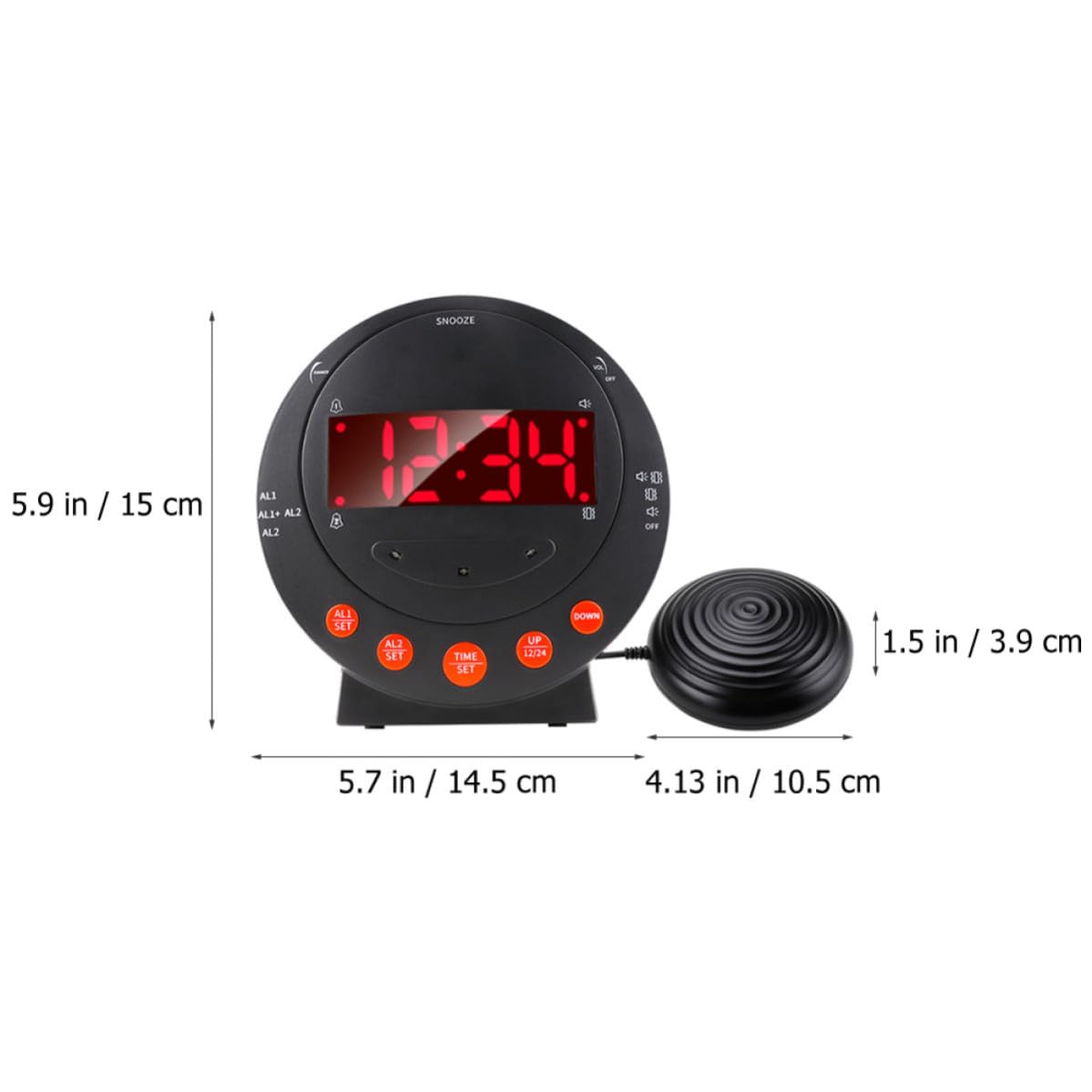 Mipcase Reloj Despertador Vibratorio para Sordomudos Negro, Digital