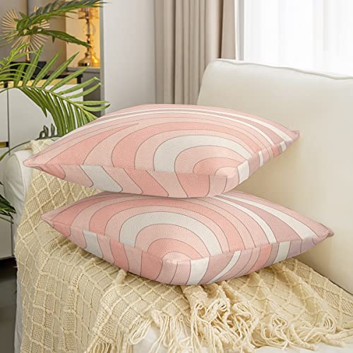 Housses de coussin à motifs géométriques roses aux finitions soignées pour lit - 4