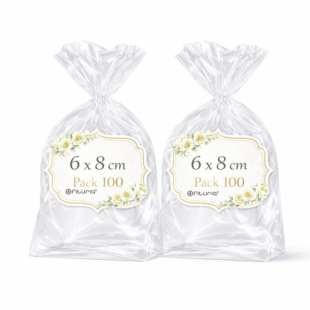 Ofituria Bolsas Celofán Transparente 10 x 15 cm, Bolsas Transparentes para Chuches y Regalos – Bolsas Plastico Transparente para Cumpleaños Infantiles, Galletas y Detalles, 1 Pack (100 Bolsas) — view 8