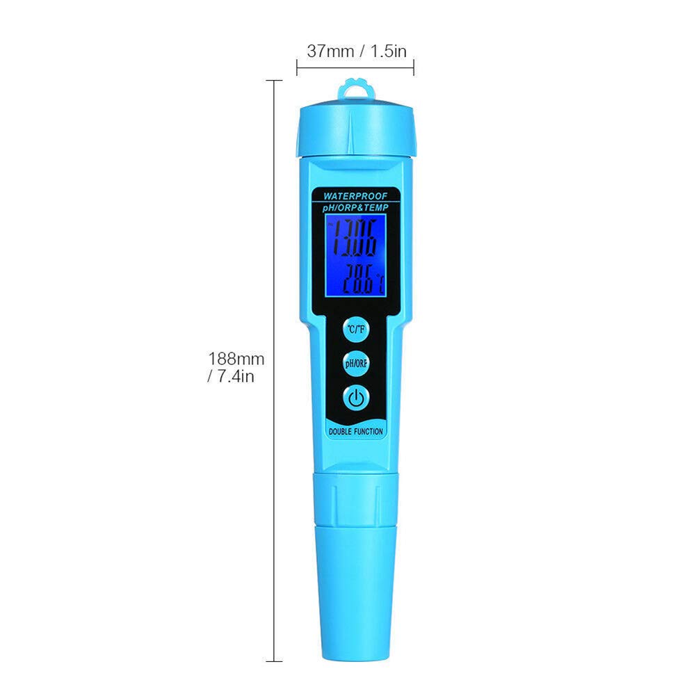 BolíGrafo de Prueba de Ph Digital, Medidor de Ph/Orp/Temp PortáTil 3 en 1 para Piscina de Acuario HidropóNico