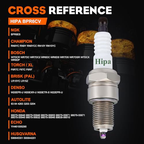 Image of Hipa BPR6ES Spark Plugs Compatible with NGK 7131 Torch F6RTC MTD 951-10292 751-10292 Honda 98079-56846 Engines & Other Small Engines (Pack of 4)