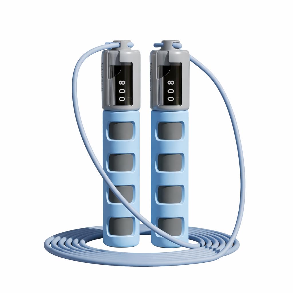 Digital Skipping Rope with Counter | Non-Slip Silicone Grip | Tangle-Free Smooth Rotation Skipping Rope for Fitness Gym Workout Weight Loss Cardio Gymnastics Sports Training (Blue)-image-14